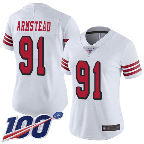 San Francisco 49ers Limited White Women Arik Armstead NFL Jersey #91 100th Season Vapor Untouchable Rush->san francisco 49ers->NFL Jersey